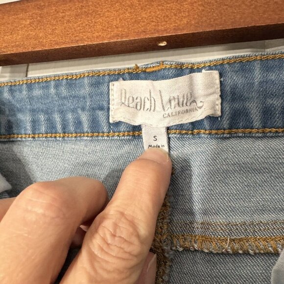 Peach Love California Denim Wide Raw Edge Bell Bottoms Flare Shredded Hem Boho S - Picture 10 of 15